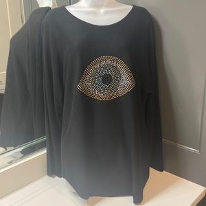 Rachel Zoe Evil Eye Black Sweater XL